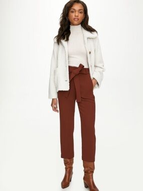 Aritzia Wilfred New Tie-Front Crepe Pants In Rust Brown, size 8